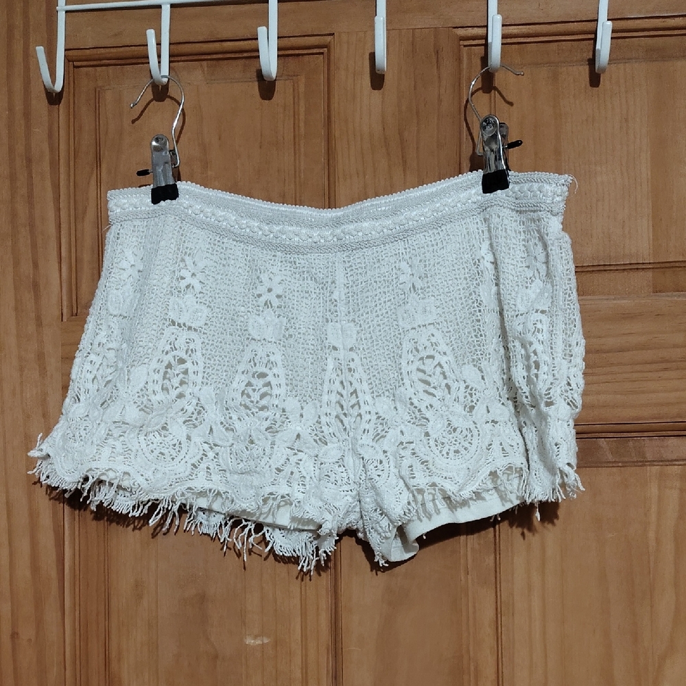 Mossimo Supply Co. White Lace High Waist Shorts